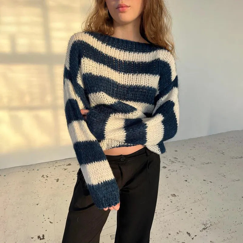 Loose Striped Pullover Sweater Fashion