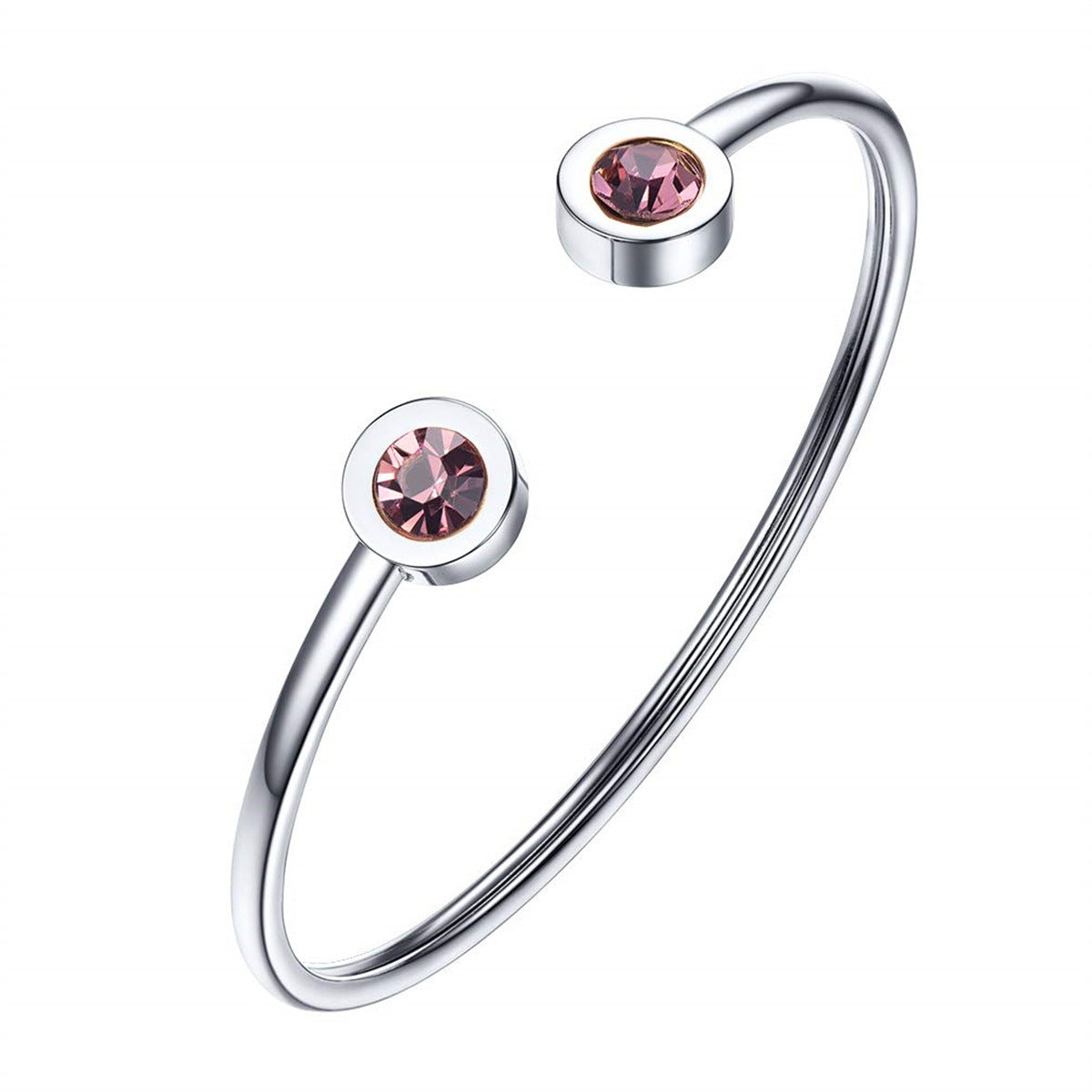 Womens Personalized Minimalist Stainless Steel Wire Bracelet With December Birthstone