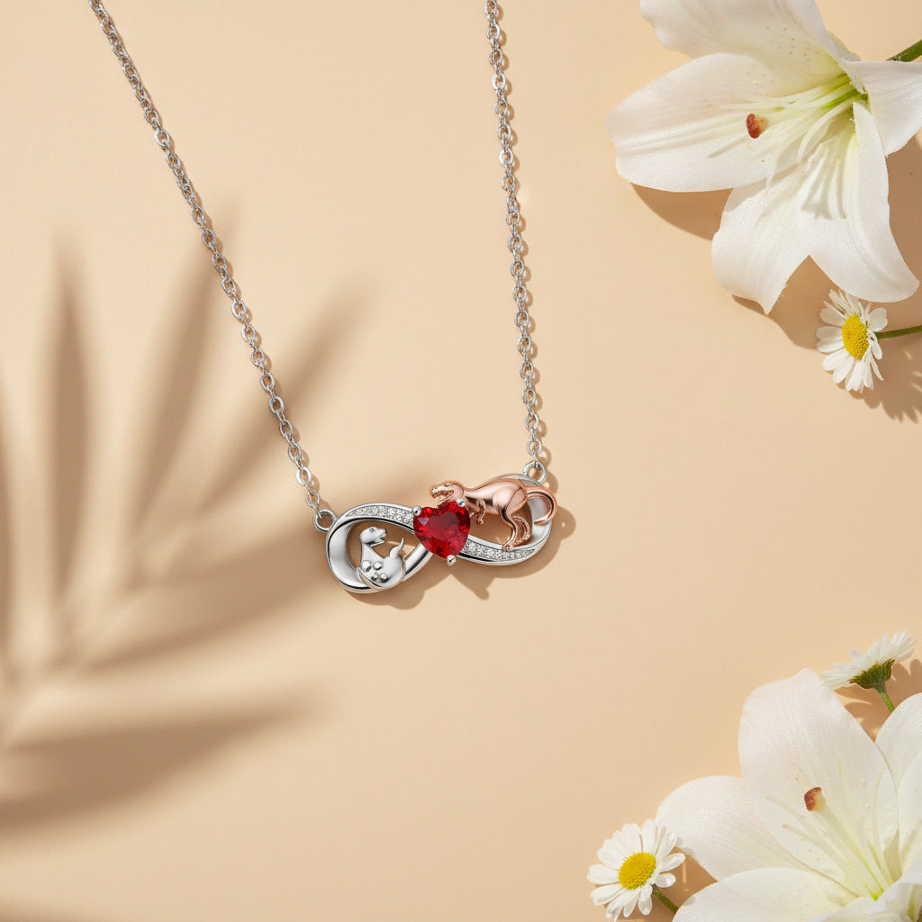 High-end Diamond-studded Necklace With A Side Chain