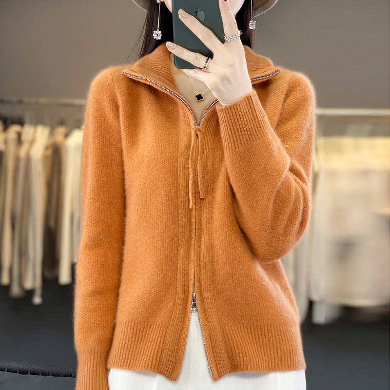 New Retro Solid Color Sweater Coat For Women