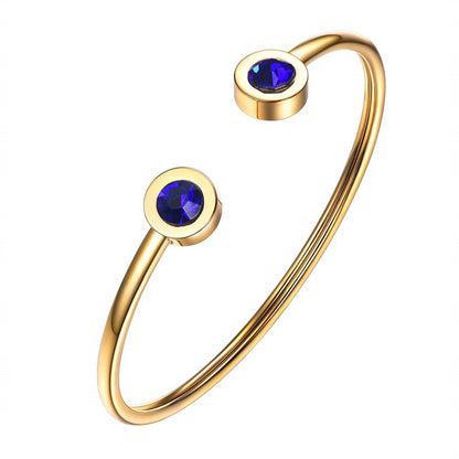 Womens Personalized Minimalist Stainless Steel Wire Bracelet With December Birthstone