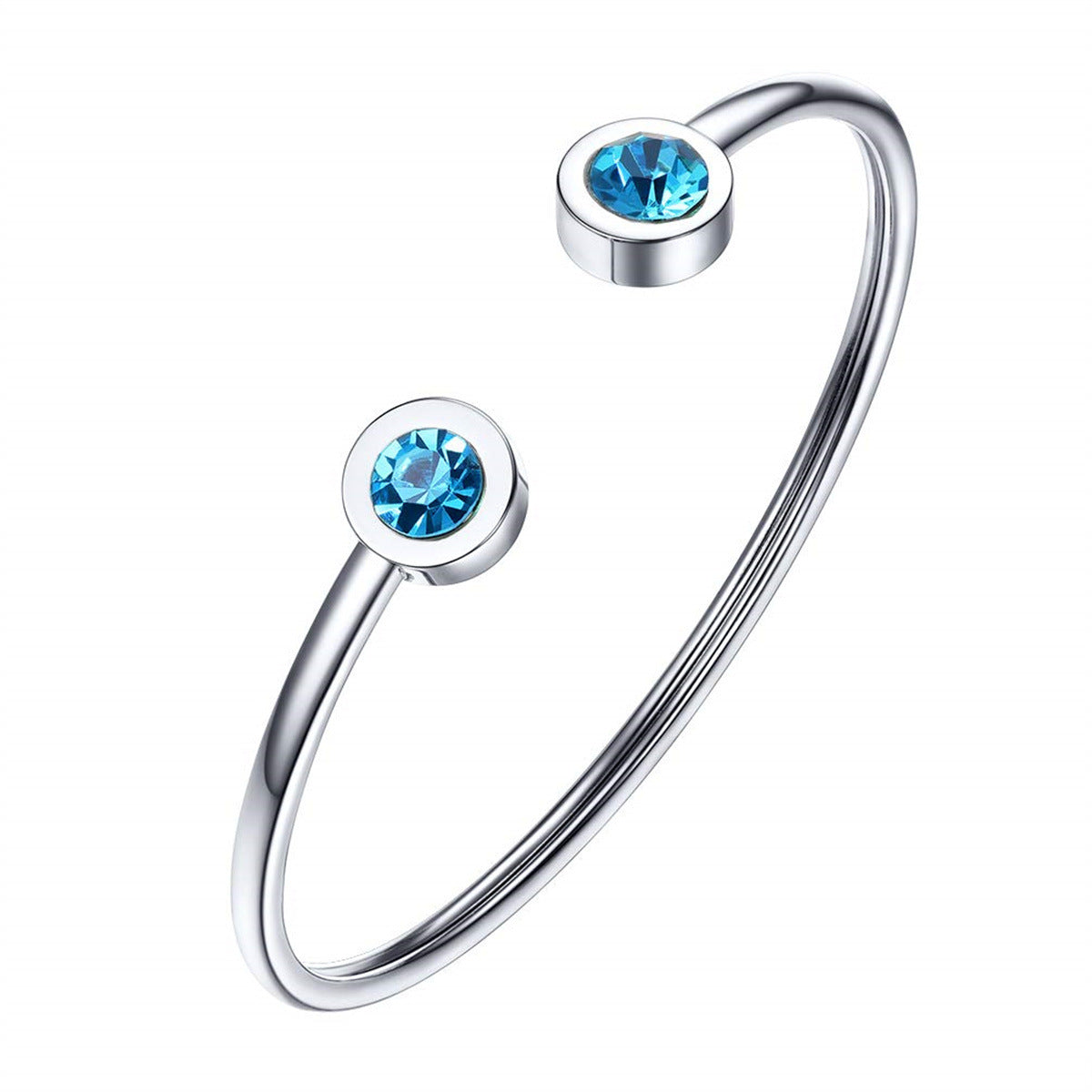 Womens Personalized Minimalist Stainless Steel Wire Bracelet With December Birthstone