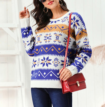 Crew Neck Pullover Sweater Loose Casual Sleeves
