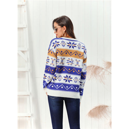 Crew Neck Pullover Sweater Loose Casual Sleeves