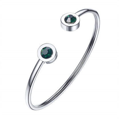 Womens Personalized Minimalist Stainless Steel Wire Bracelet With December Birthstone