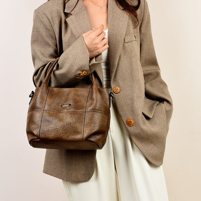 High-capacity Womens Soft Leather Shoulder Bag