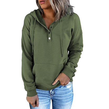 Long-Sleeved Hooded Sweatshirt with Pockets for Women