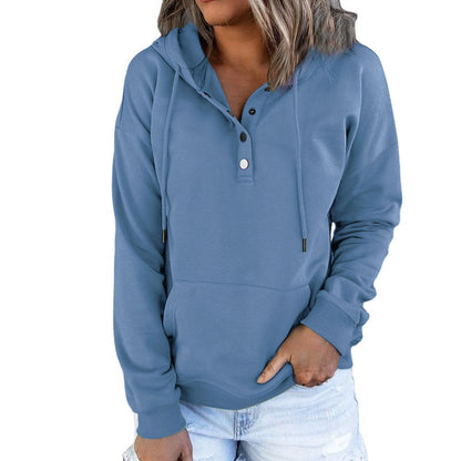 Long-Sleeved Hooded Sweatshirt with Pockets for Women