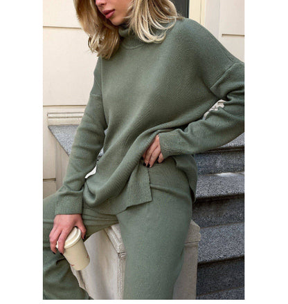 Fashion Split High Neck Versatile Sweater Women