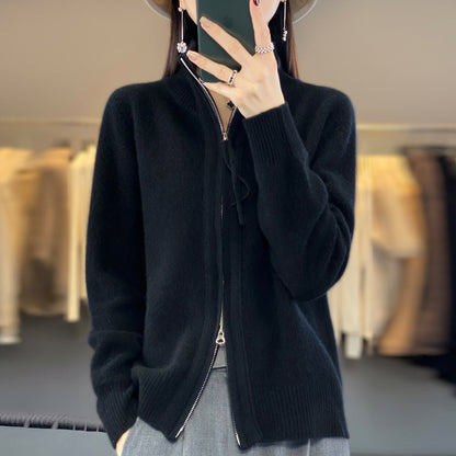 New Retro Solid Color Sweater Coat For Women