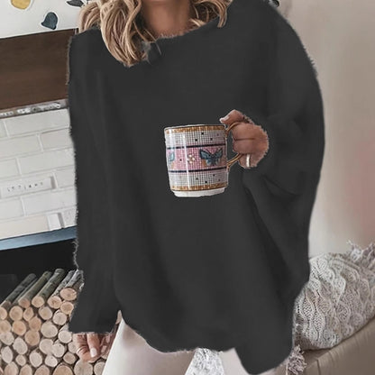 Crew-neck Batwing Sleeve Loose Casual Plus Size Pullover Top