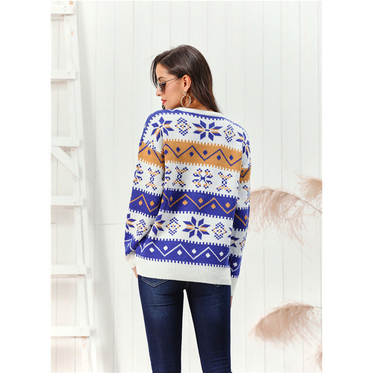 Crew Neck Pullover Sweater Loose Casual Sleeves