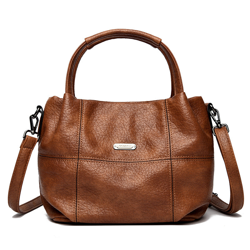 High-capacity Womens Soft Leather Shoulder Bag