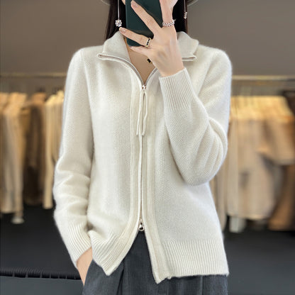 New Retro Solid Color Sweater Coat For Women