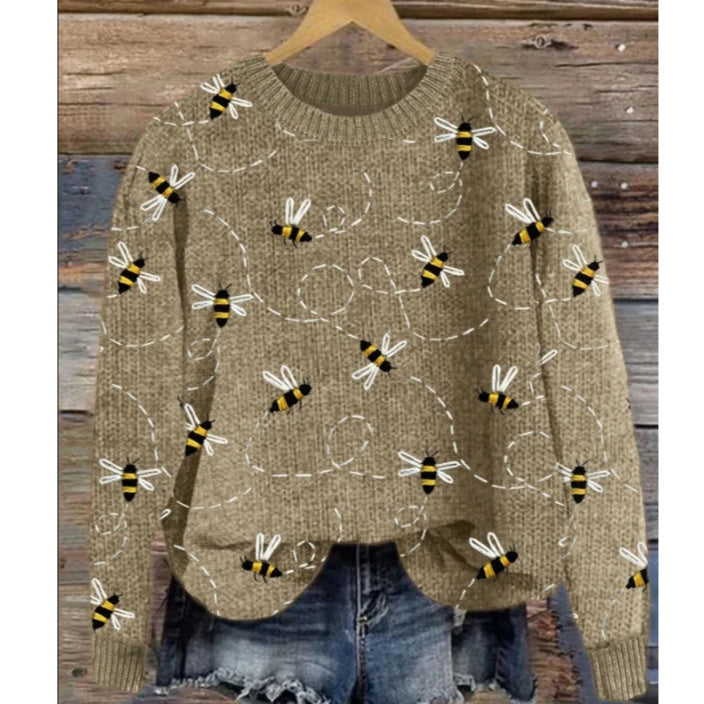 Womens Pullover Sporty Casual Crew-Neck Top