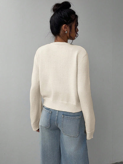 Slim Solid Color Short Sweater For Women Clothing