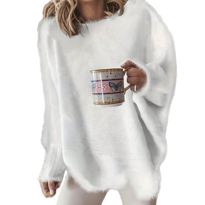 Crew-neck Batwing Sleeve Loose Casual Plus Size Pullover Top