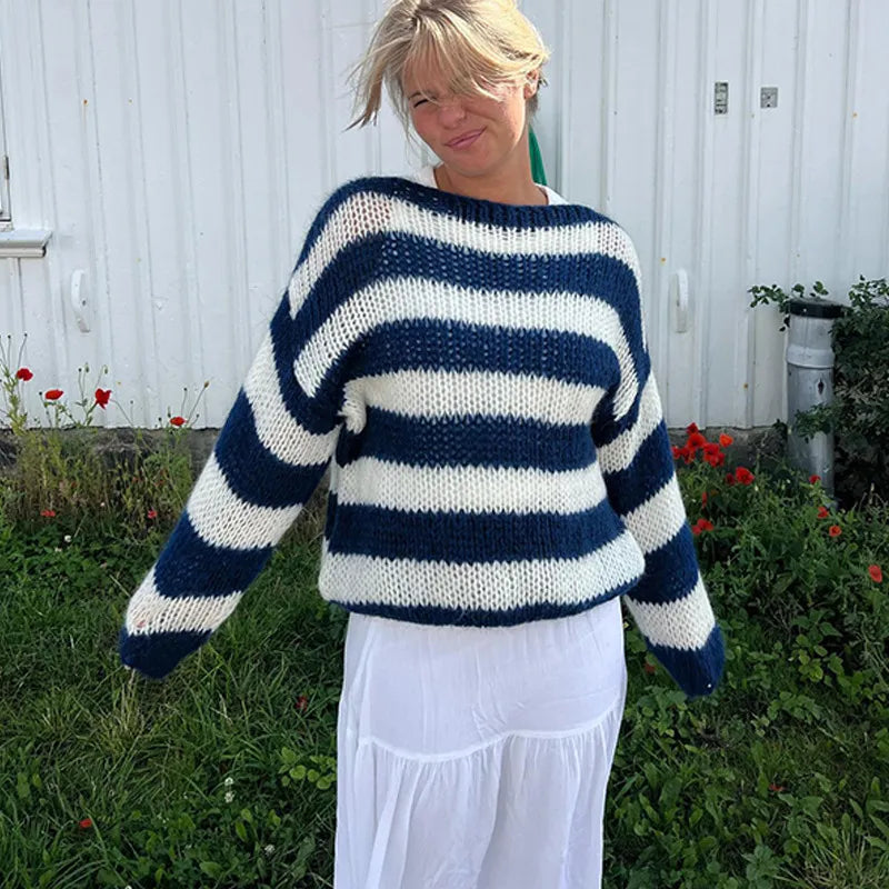 Loose Striped Pullover Sweater Fashion