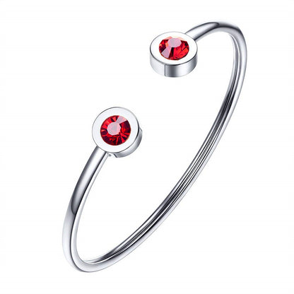 Womens Personalized Minimalist Stainless Steel Wire Bracelet With December Birthstone