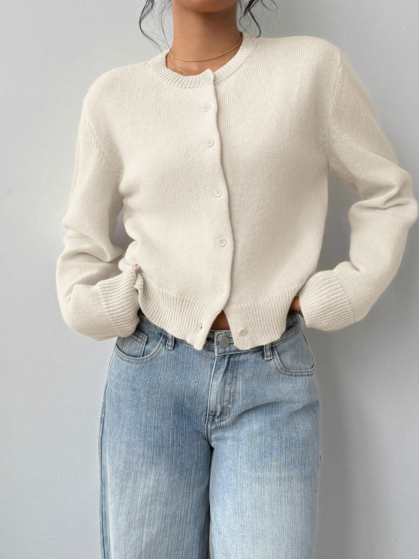 Slim Solid Color Short Sweater For Women Clothing