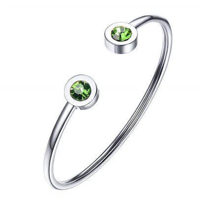 Womens Personalized Minimalist Stainless Steel Wire Bracelet With December Birthstone