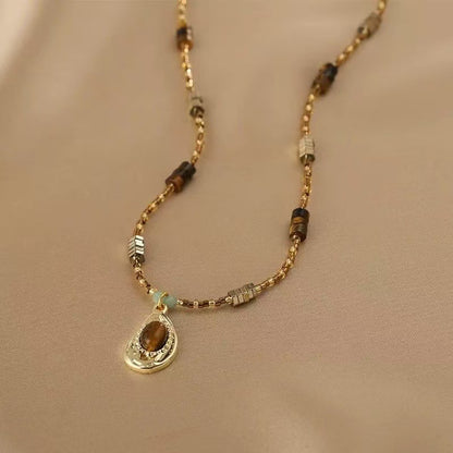 New Chinese Style Coffee Color Retro Necklace