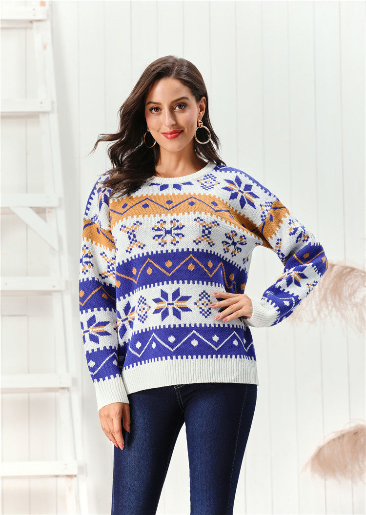 Crew Neck Pullover Sweater Loose Casual Sleeves