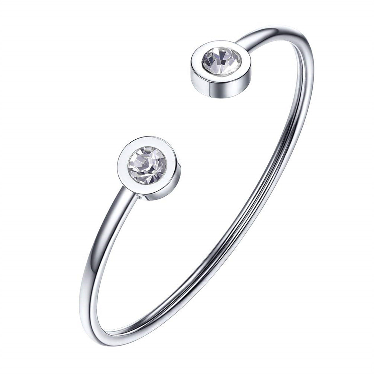 Womens Personalized Minimalist Stainless Steel Wire Bracelet With December Birthstone