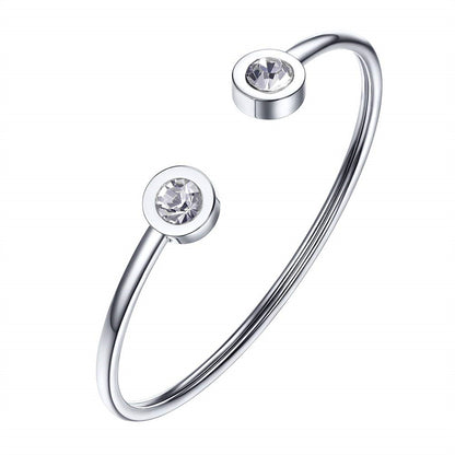 Womens Personalized Minimalist Stainless Steel Wire Bracelet With December Birthstone