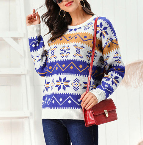 Crew Neck Pullover Sweater Loose Casual Sleeves
