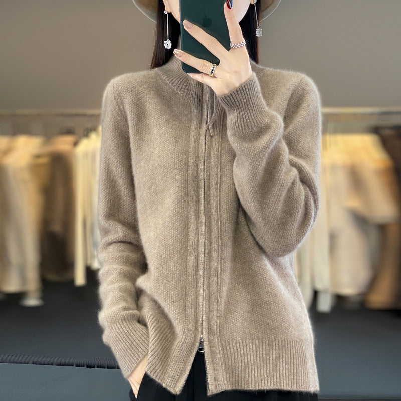 New Retro Solid Color Sweater Coat For Women