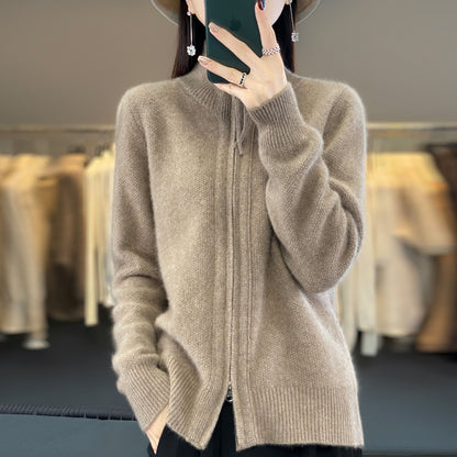 New Retro Solid Color Sweater Coat For Women
