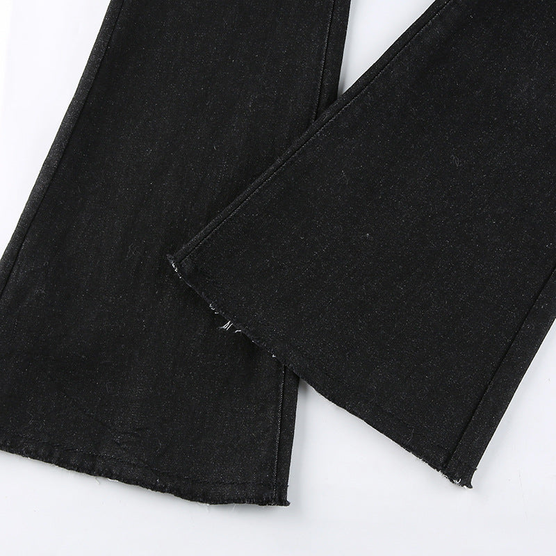 High Waist Slimming Distressed Skinny Flared Jeans