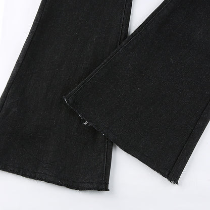 High Waist Slimming Distressed Skinny Flared Jeans