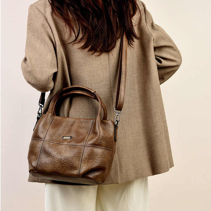High-capacity Womens Soft Leather Shoulder Bag