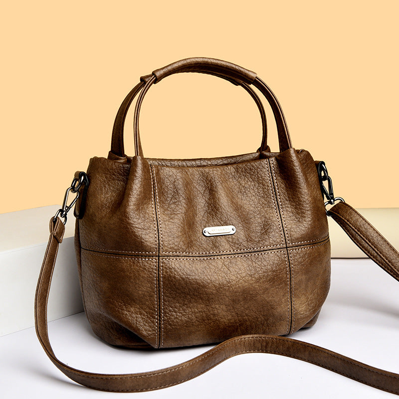 High-capacity Womens Soft Leather Shoulder Bag