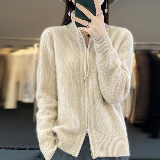 New Retro Solid Color Sweater Coat For Women