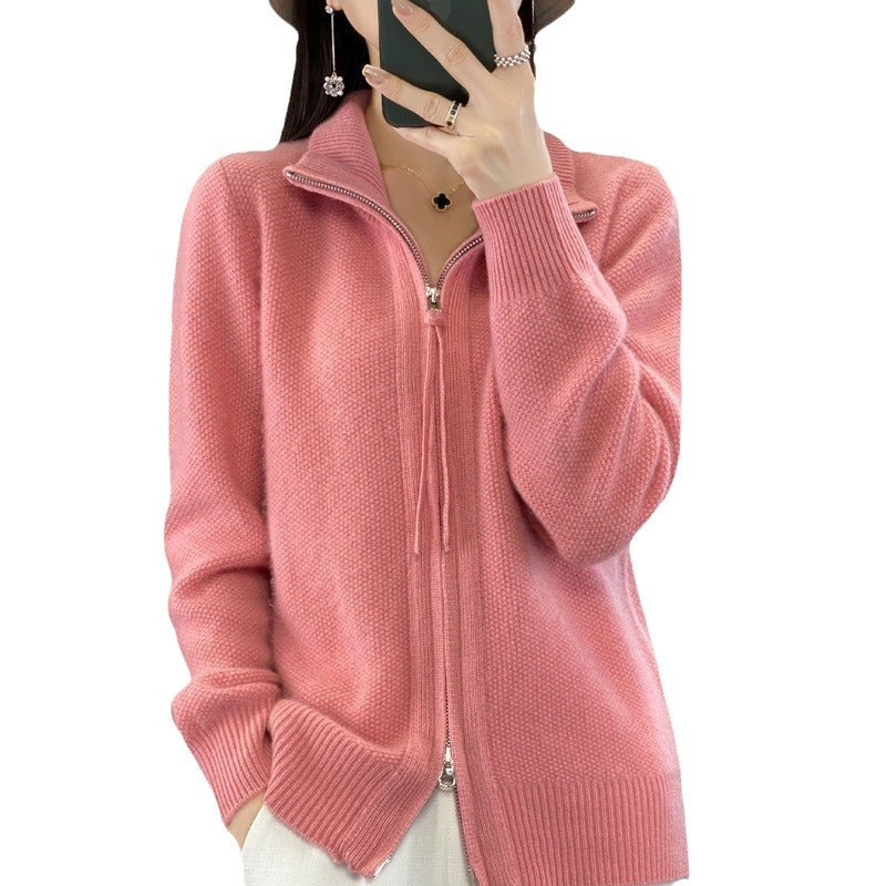 New Retro Solid Color Sweater Coat For Women