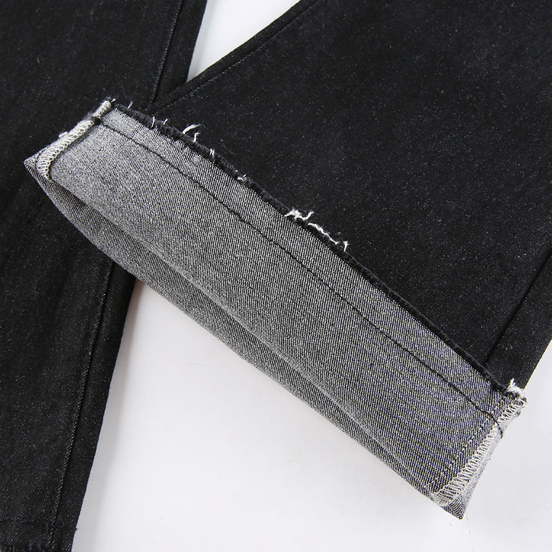 High Waist Slimming Distressed Skinny Flared Jeans