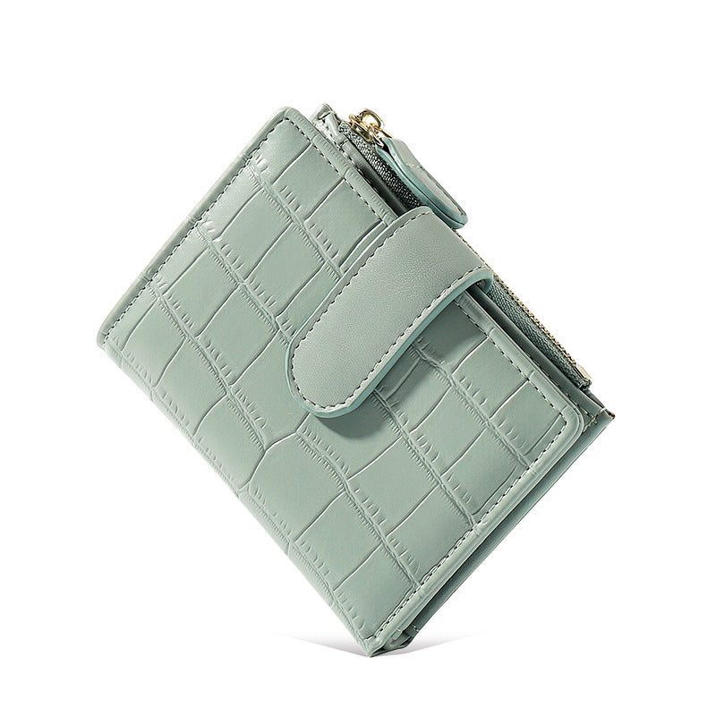 Simple Retro Solid Color Zipper Clasp Mini Short Wallet
