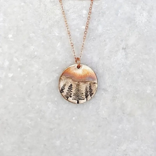 Retro Minimalist Necklace In The Shape Of A Forest