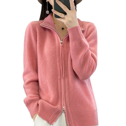 New Retro Solid Color Sweater Coat For Women
