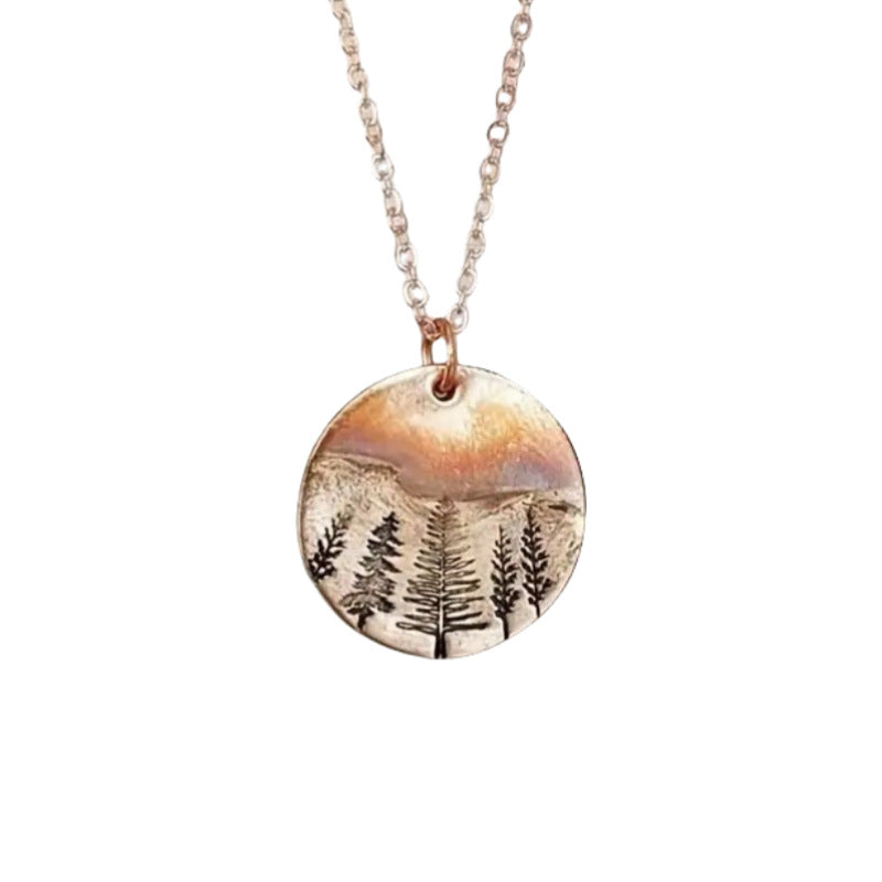 Retro Minimalist Necklace In The Shape Of A Forest