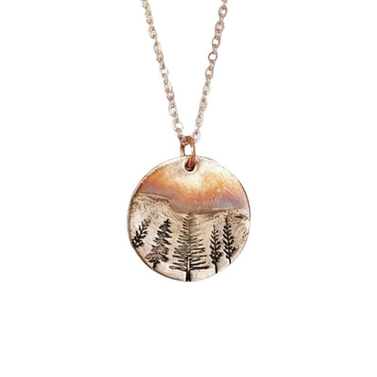 Retro Minimalist Necklace In The Shape Of A Forest