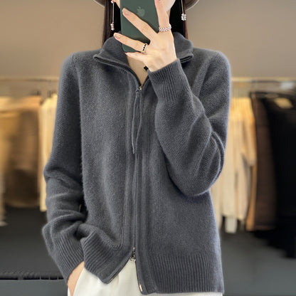 New Retro Solid Color Sweater Coat For Women
