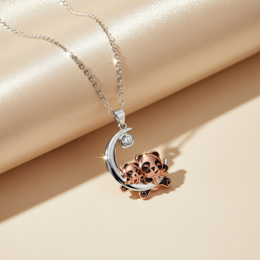 Cute Rose Gold Giant Panda Necklace